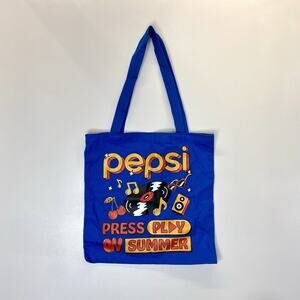 Pepsi Press Play On Summer Tote Bag Blue Canvas Limited Edition NWOT
